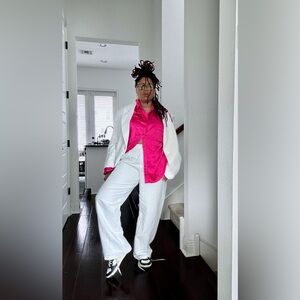 Women's Elegant White Wide Leg Pants